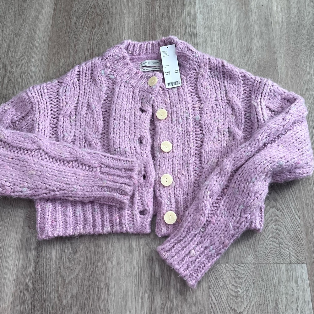 Lavender/pink cropped knit sweater- Urban Outfitters